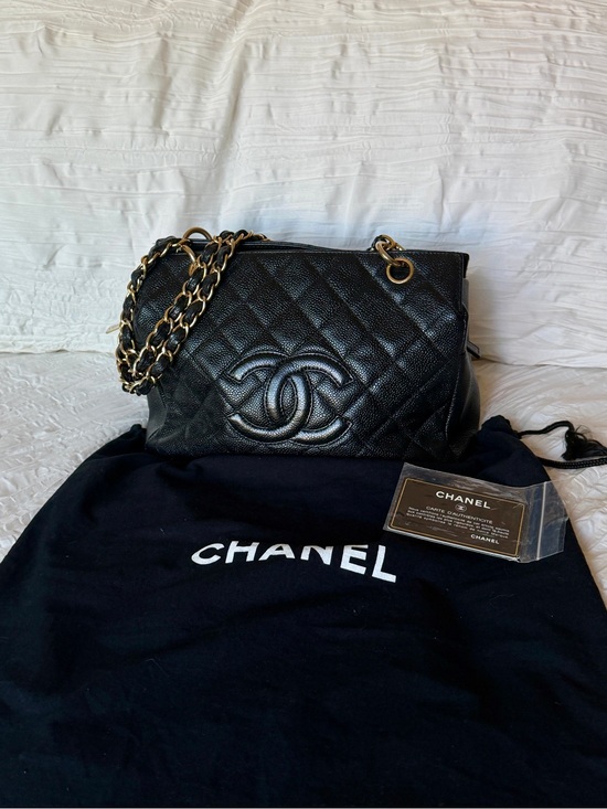CHANEL Handbags - CHANEL Black Quilted Caviar Leather Petite Timeless Shoulder Bag with Gold Chain